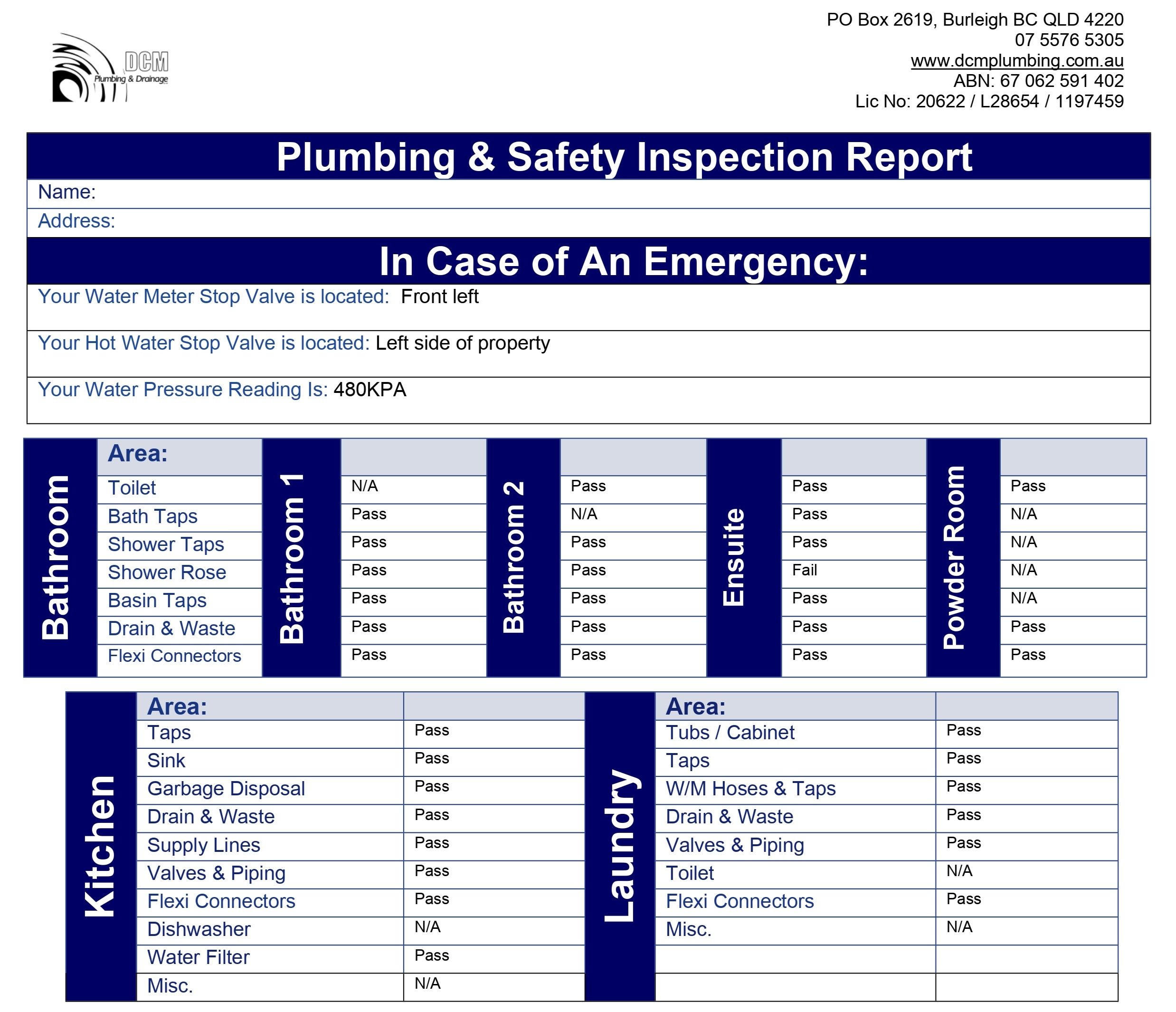 Plumbing Inspection Report Dcm Plumbing Edited